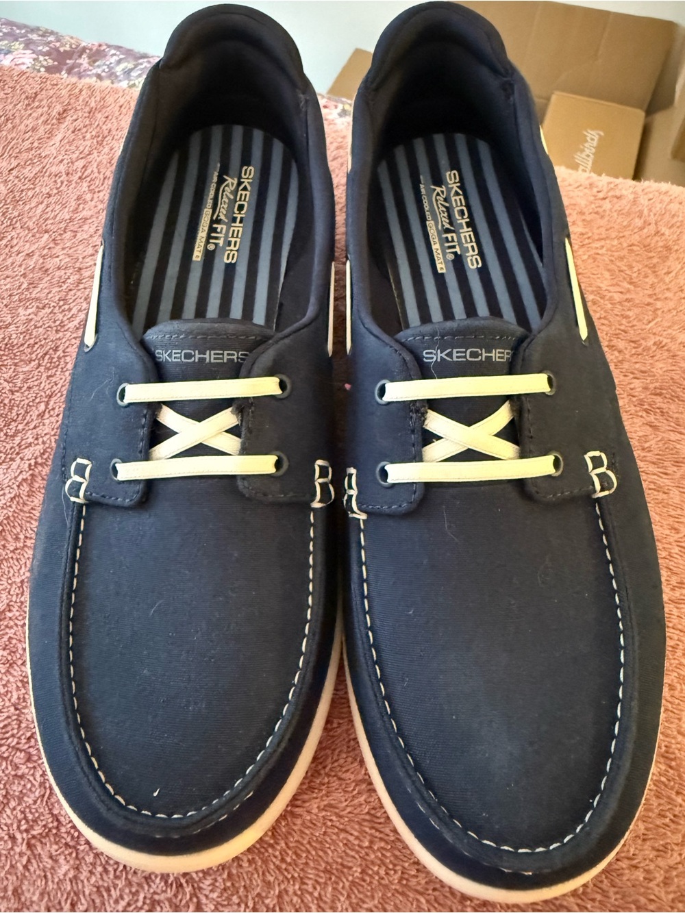 Skechers Navy and Cream Slip-On Loafers